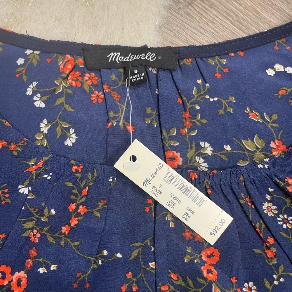 Madewell silk stanza ruffle top moonless floral - Picture 3 of 6